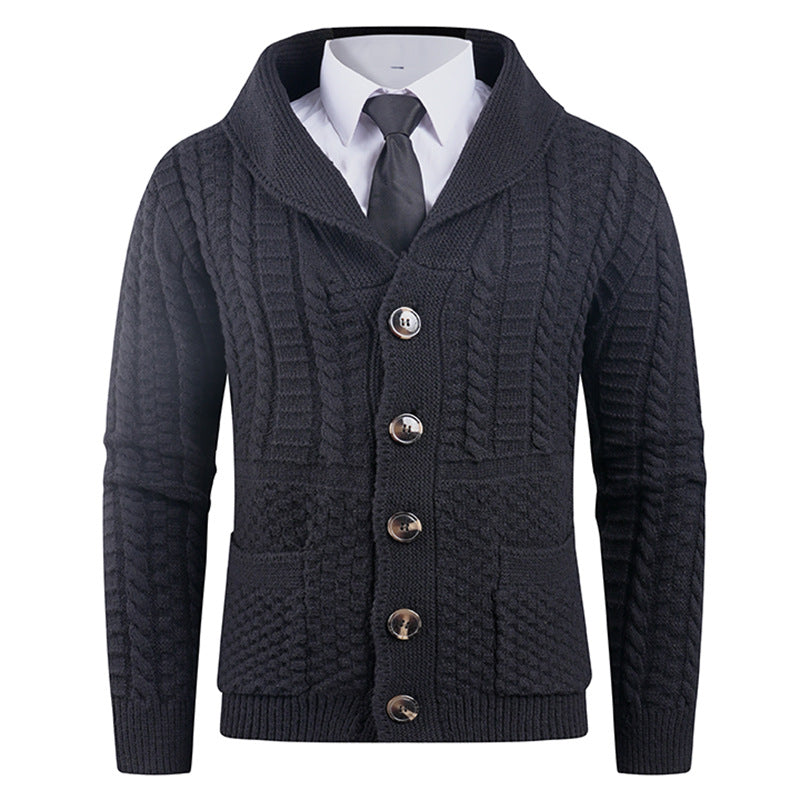 Herren Strickjacke mit modernem Schalkragen und praktischen Knöpfen Krohn-e
