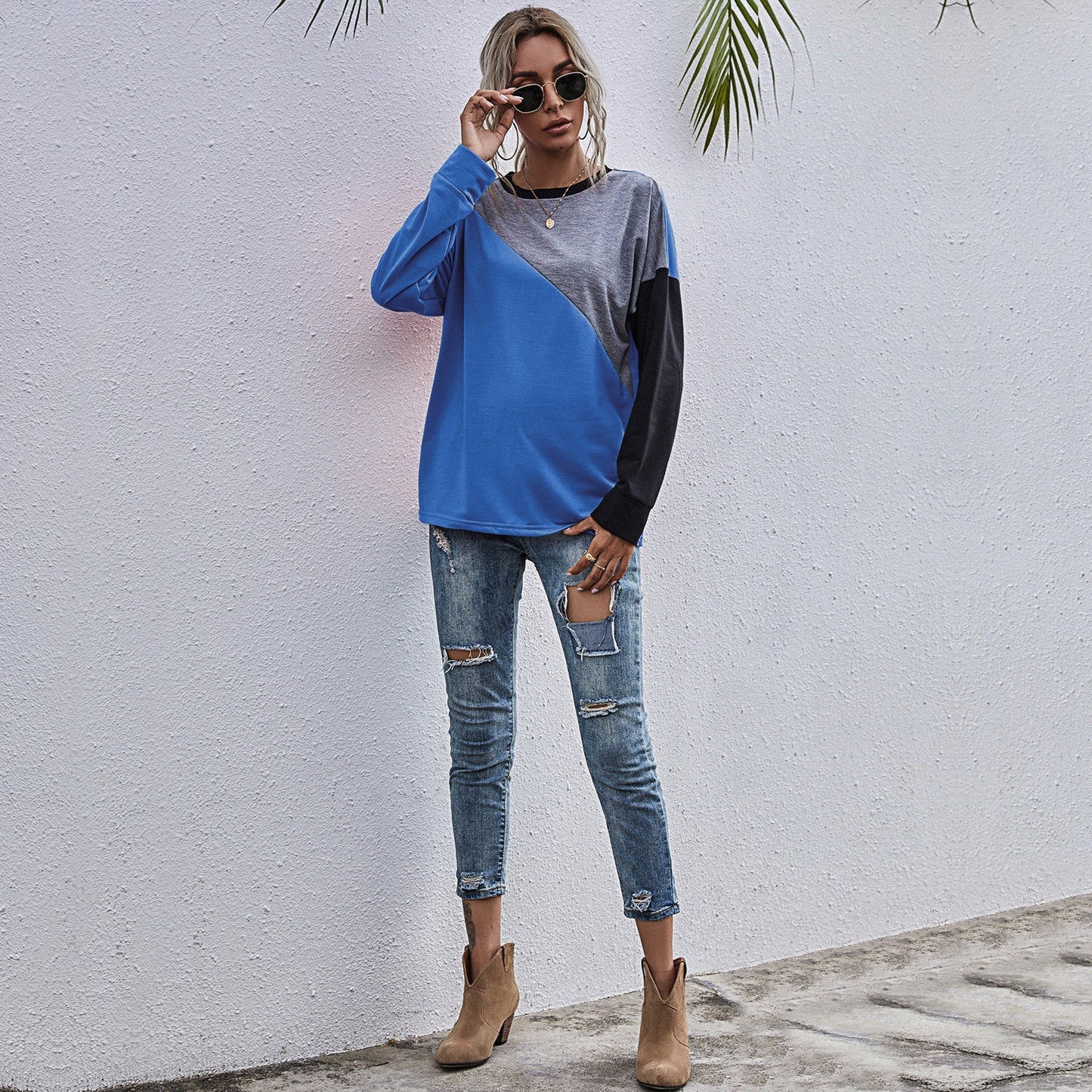 Damen sportlicher Sweatshirt mit modischem Farbblockdesign Krohn-e