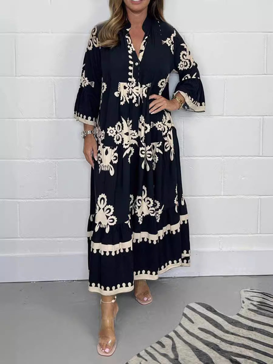 Fudus | Elegantes bedrucktes Kleid mit Taillenzauschnitt