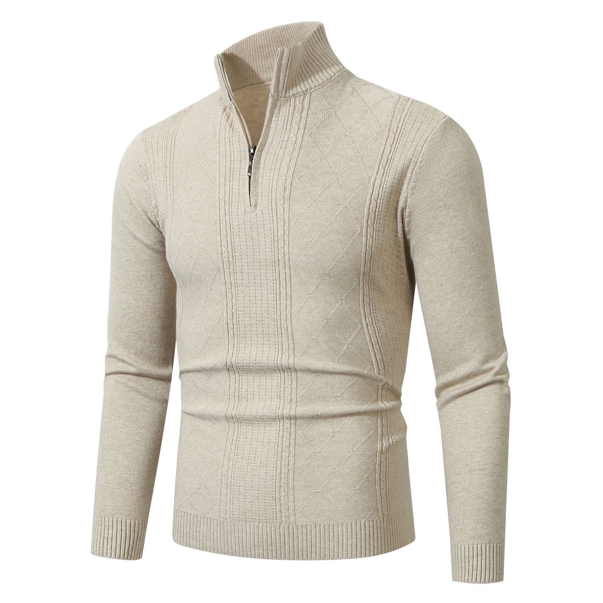 Herren eleganter Strickpullover mit Stehkragen und Reißverschluss Krohn-e