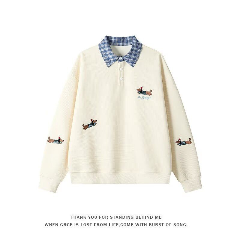 Damen Pullover mit stilvollem Karomuster und tierischem Motiv Krohn-e