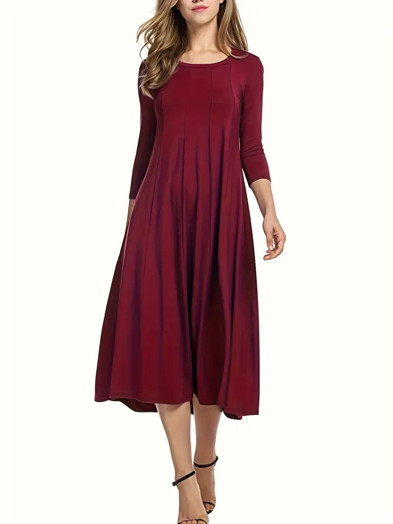 Damen Midi-Kleid mit schmeichelndem Schnitt und 3/4-Ärmeln Krohn-e