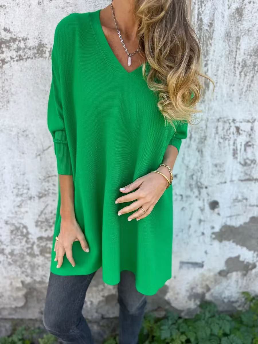 Damen Oversized V-Ausschnitt Pullover im luftigen Design Krohn-e