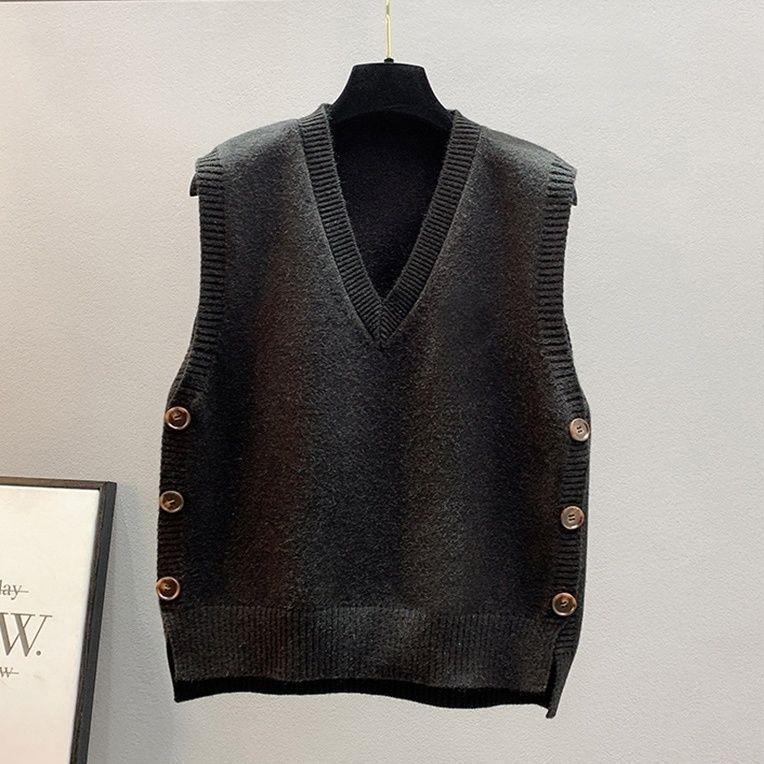 Damen Strickweste mit V-Ausschnitt und Knopfdetails Krohn-e