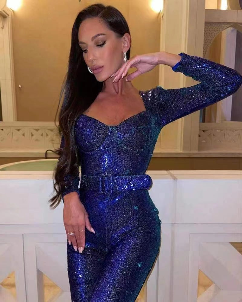 Damen Glamouröser Pailletten Jumpsuit mit schicker Taillierung Krohn-e