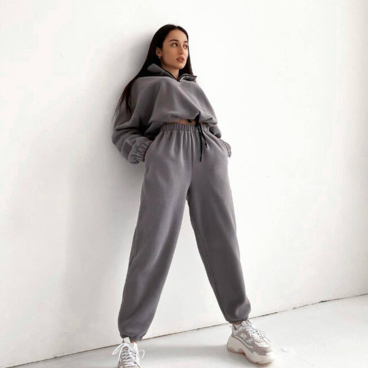 Damen Fleece-Pullover und Jogginghose mit engem Bund Krohn-e