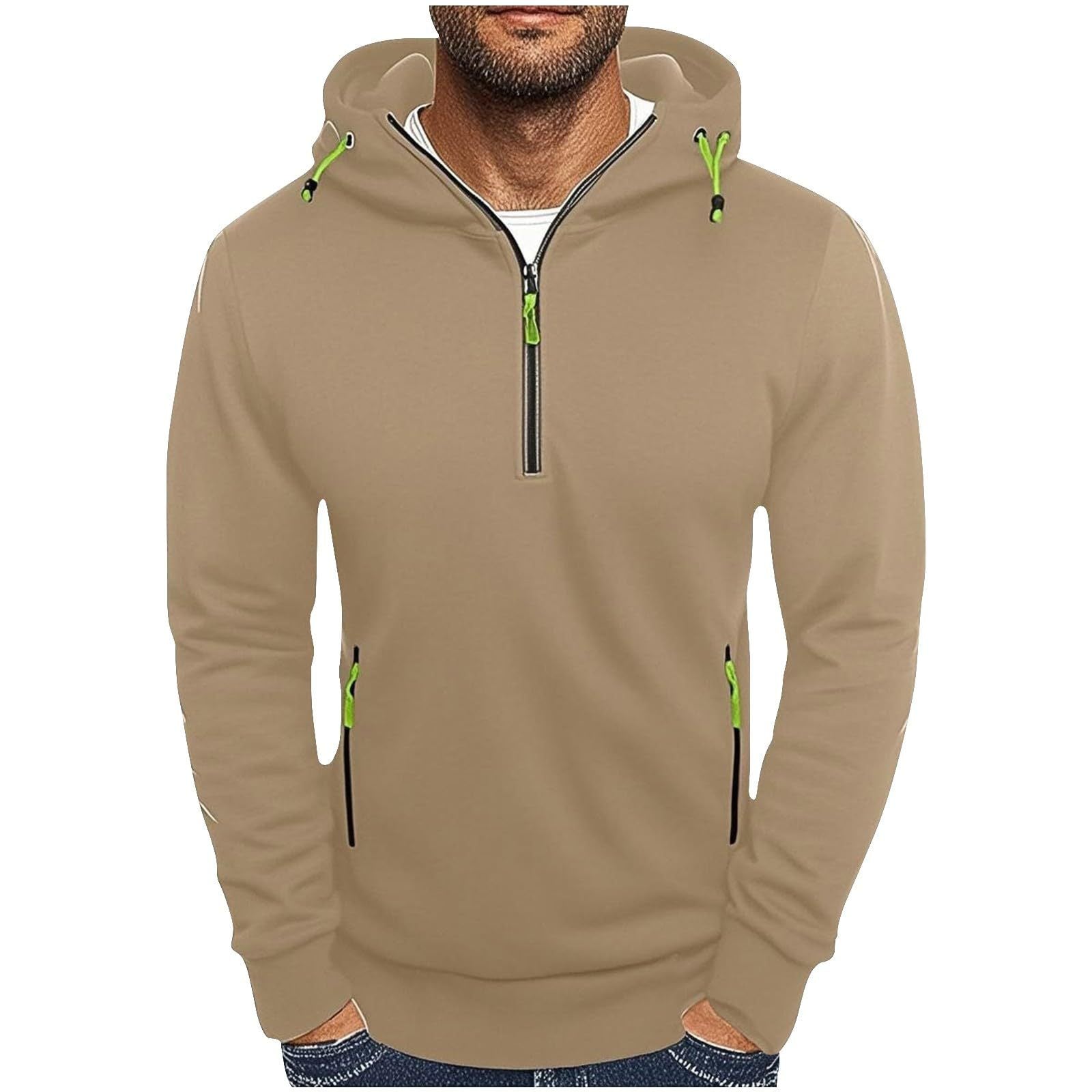 Herren modischer Kapuzenpullover mit zwei Taschen und halbem Reißverschluss Krohn-e