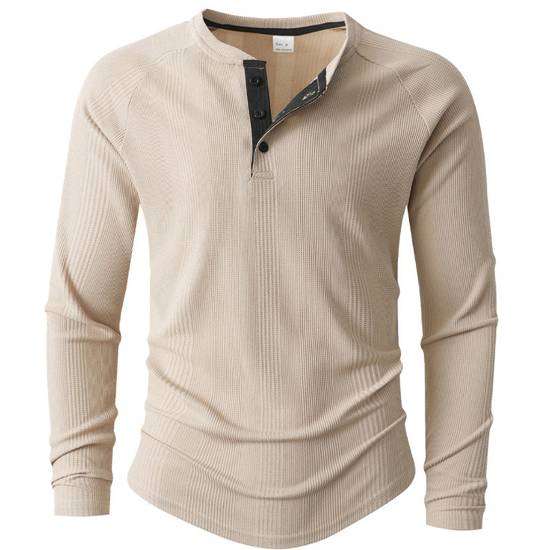 Herren Langarm Henley-Shirt mit strukturierter Oberfläche Krohn-e