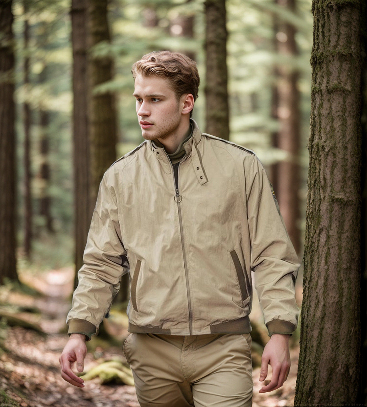 Herren lässige Windbreaker-Jacke mit hohem Kragen Krohn-e