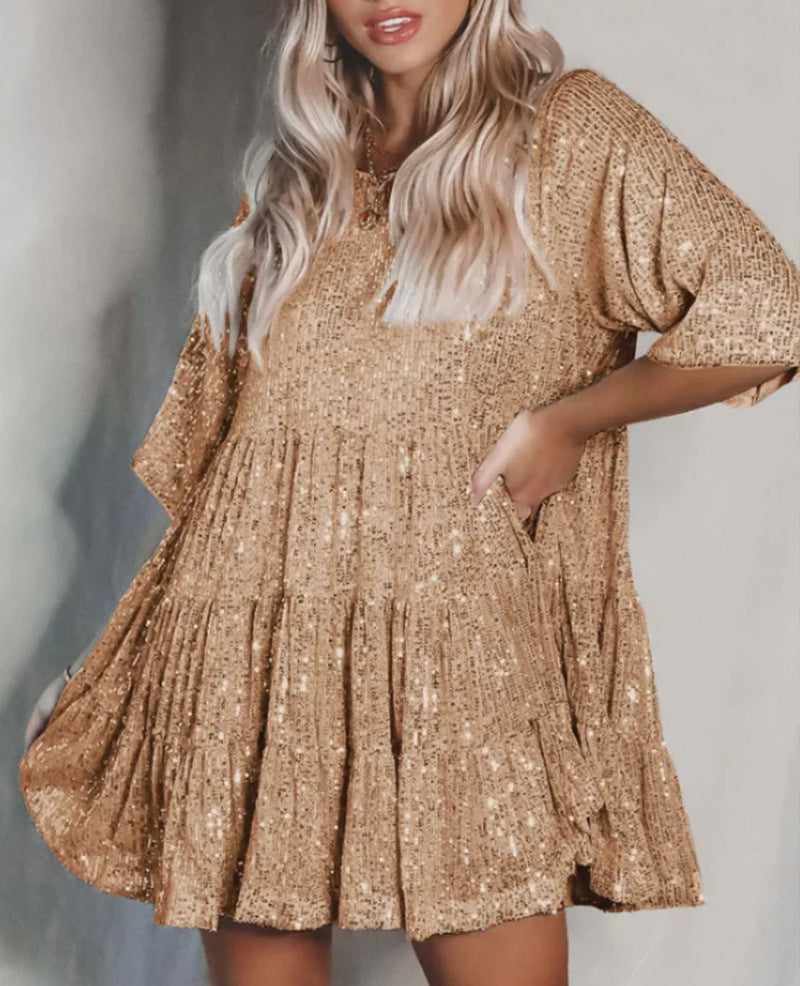 Damen funkelndes.Blusenkleid mit lockerer Passform Krohn-e