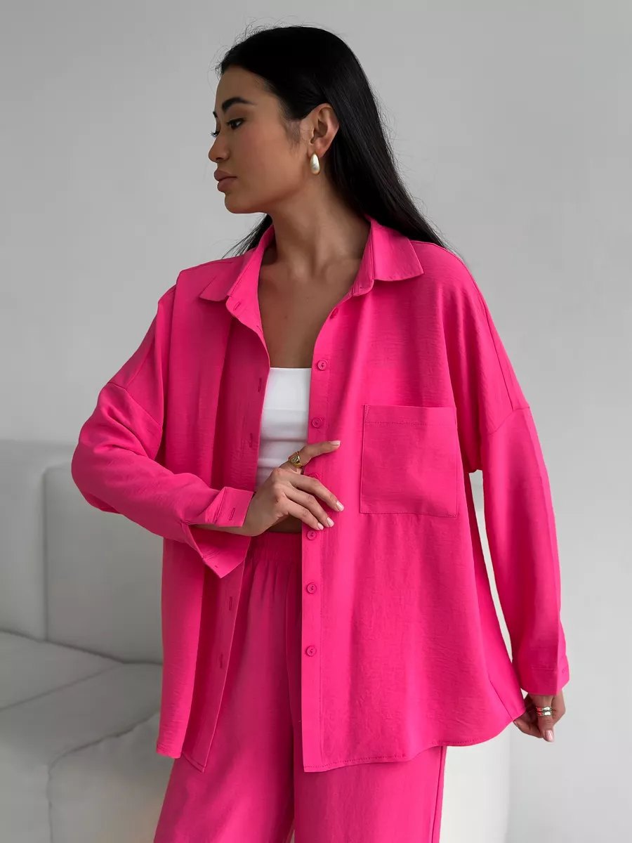 Damen lässige Bluse im Oversized-Stil mit Taschen Krohn-e