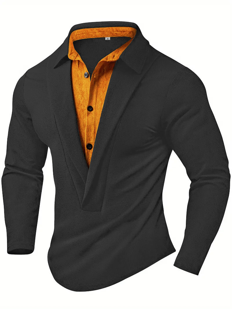 Herren Elegantes Langarmhemd mit modernem Kragen und texturiertem Design Krohn-e