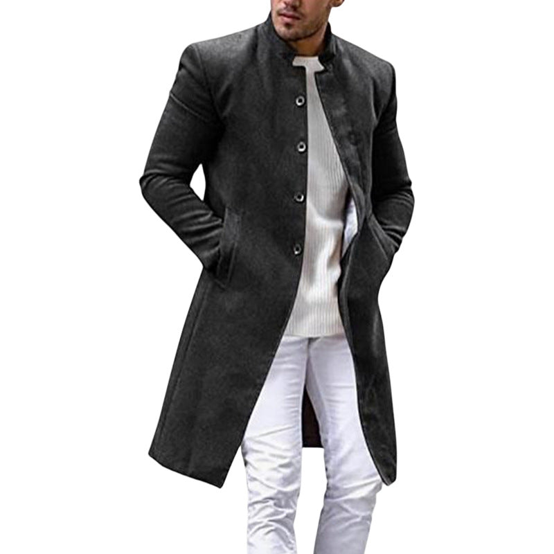 Herren eleganter Langmantel mit schmalem Schnitt und hohen Kragen Krohn-e