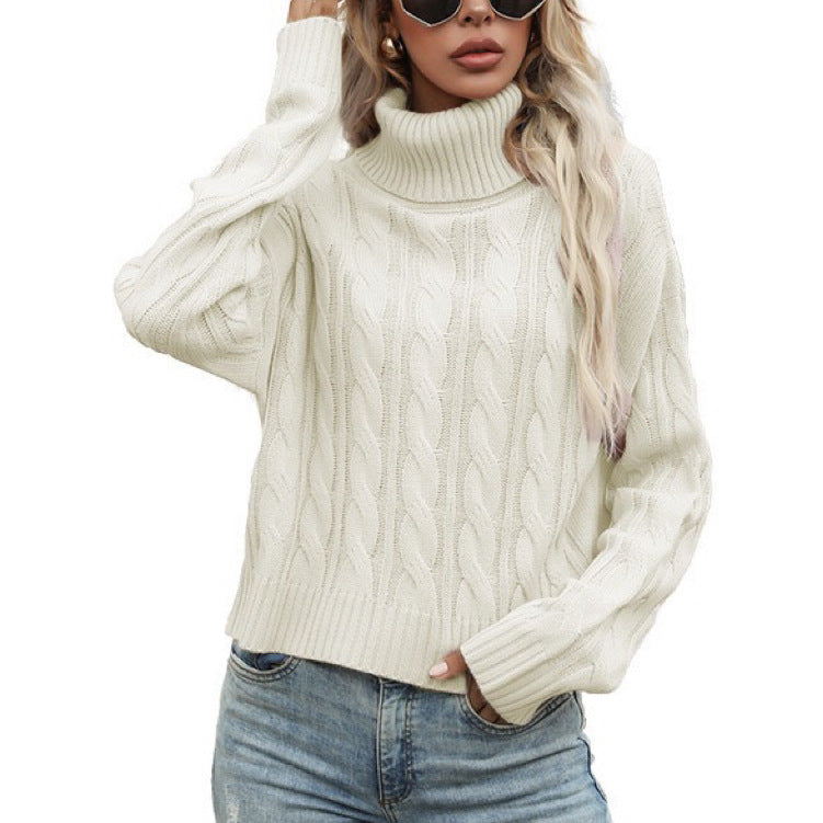 Damen Rollkragenpullover mit strukturiertem Zopfmuster und lässigem Schnitt Krohn-e