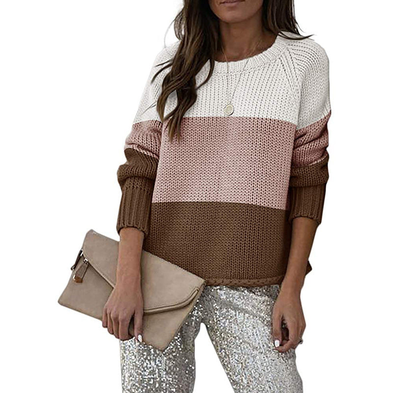 Krohn-e | Zweifarbiger Strickpullover mit Blockmuster Acryl Lässig und Komfortabel