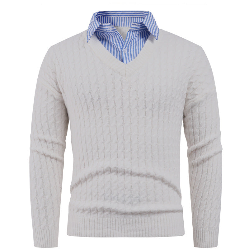 Herren Eleganter Strickpullover mit V-Ausschnitt und feiner Struktur Krohn-e