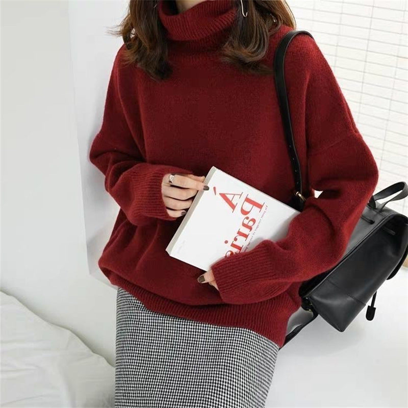 Damen Oversized Pullover mit hohem Kragen und Puffärmeln Krohn-e