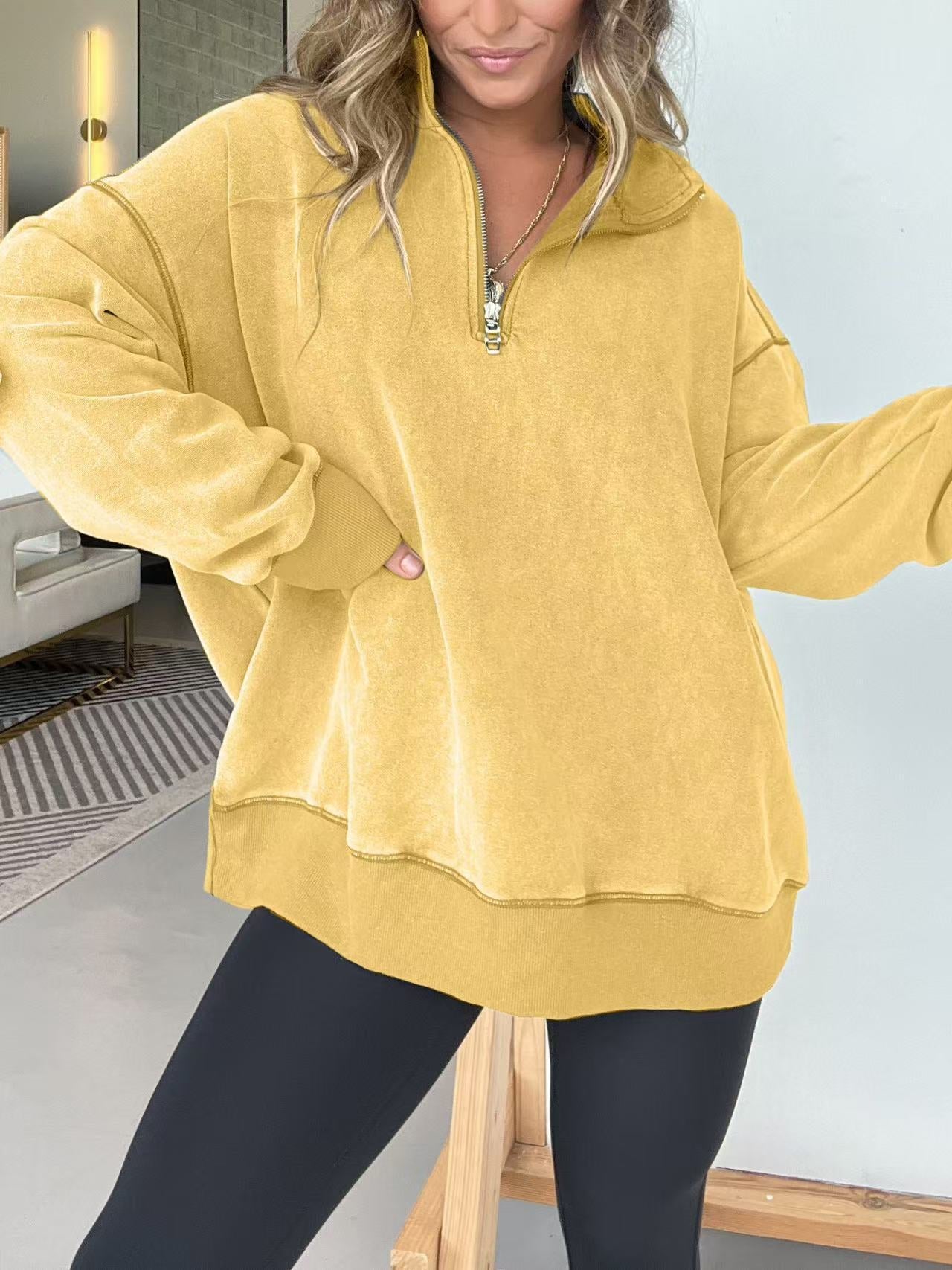 Damen Bequemer Fleece-Pullover mit halbem Reißverschluss Krohn-e