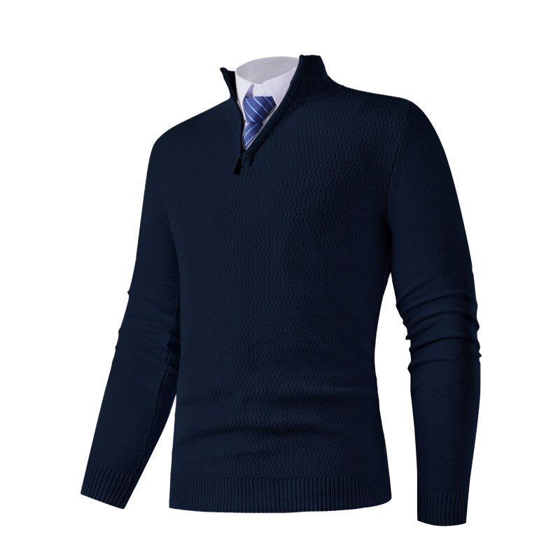 Herren Strickpullover mit modernem Stehkragen und strukturiertem Design Krohn-e