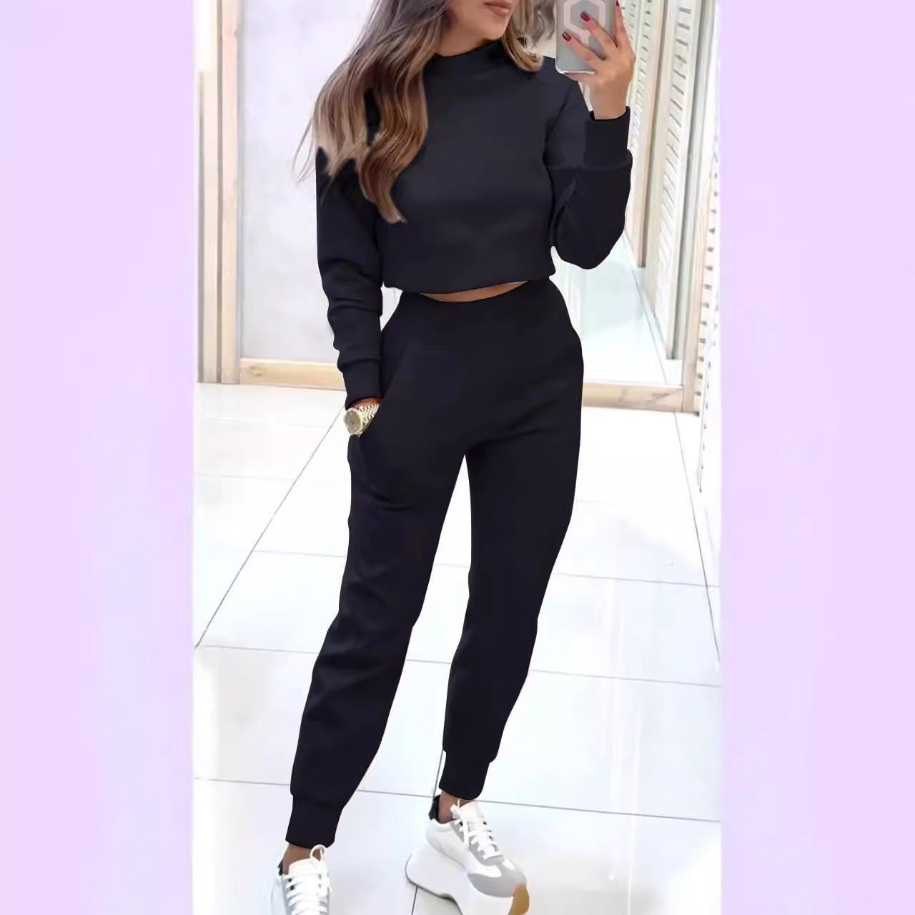 Damen Sportliches Loungewear-Set mit modischem Cropped-Oberteil und bequemen Jogginghosen Krohn-e