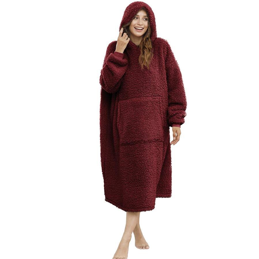 Herren Kuscheliger Fleece-Bademantel mit Kapuze und Taschen Krohn-e