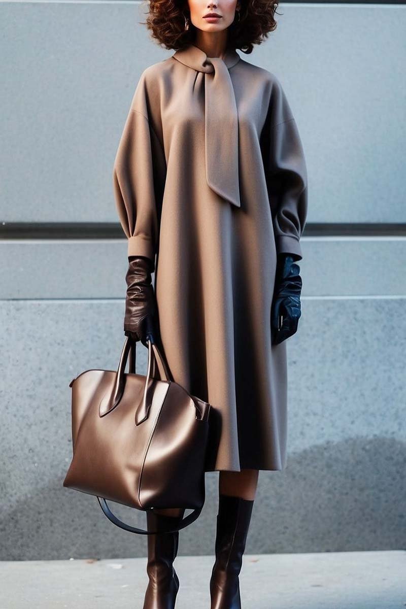 Damen Modisches Maxikleid mit elegantem Kragen und schmeichelndem Schnitt Krohn-e