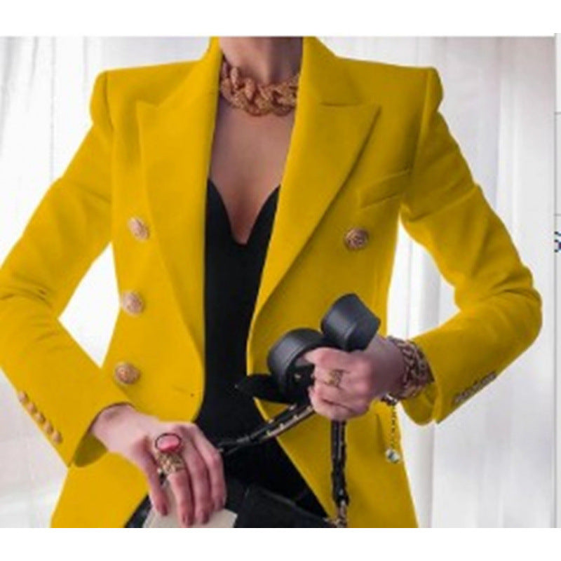 Damen Edler Blazer mit Goldknopf-Detail und klassischem Schnitt Krohn-e