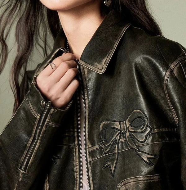 Lederjacke mit Schleife von Rosaine