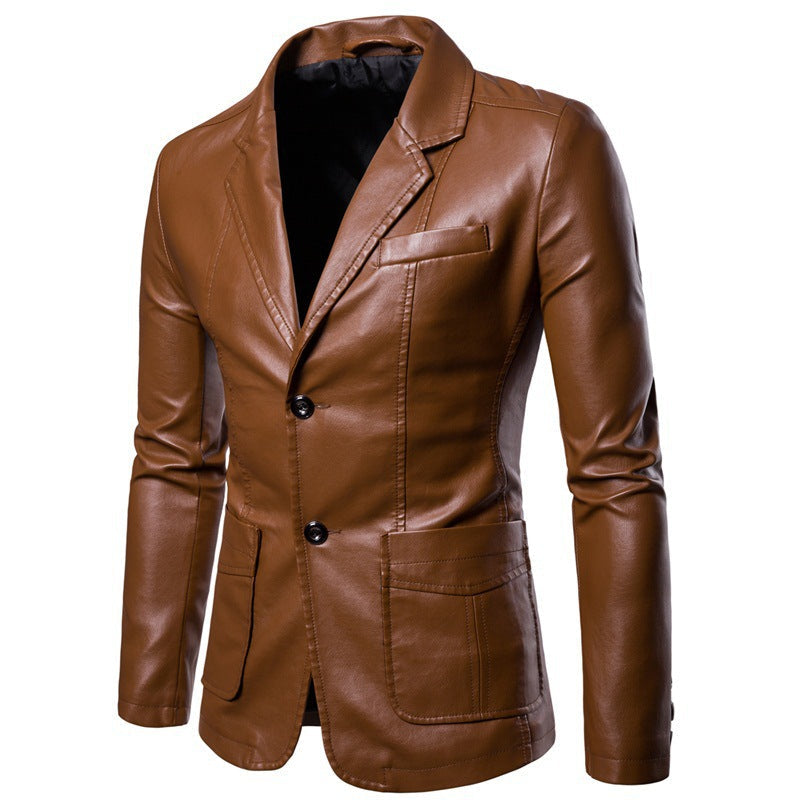 Herren elegante Kunstlederjacke mit modernem Schnitt Krohn-e