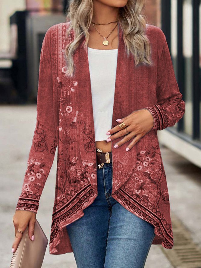 Damen Offene Longjacke mit floralem Design Krohn-e