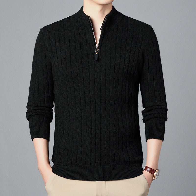 Herren Hochwertiger Strickpullover mit modernem Zipper und Detailstruktur Krohn-e