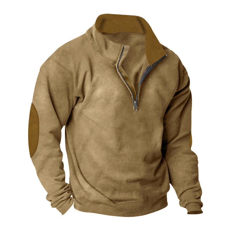 Herren Fleece Sweatshirt mit Stehkragen und schicken Kontrastärmel Krohn-e