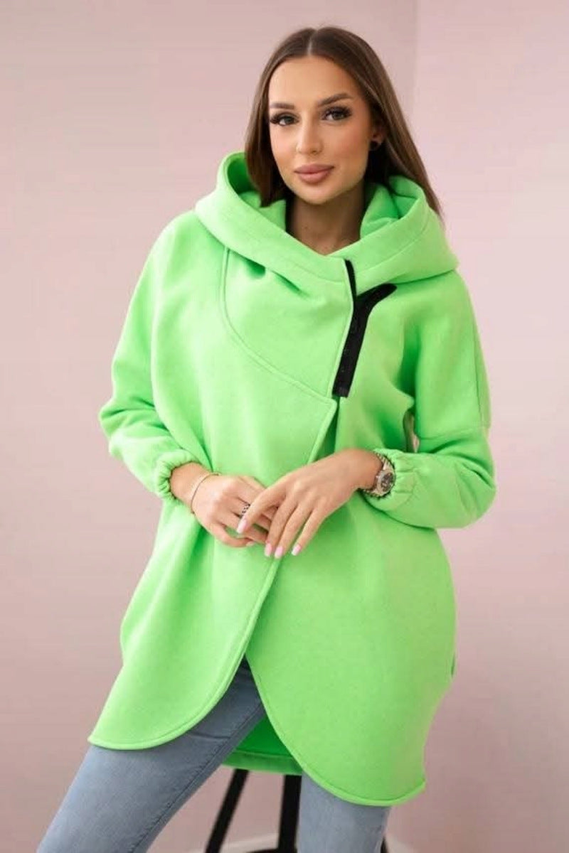 Krohn-e | Asymmetrische Reißverschluss Kapuzenfleece Sweatjacke