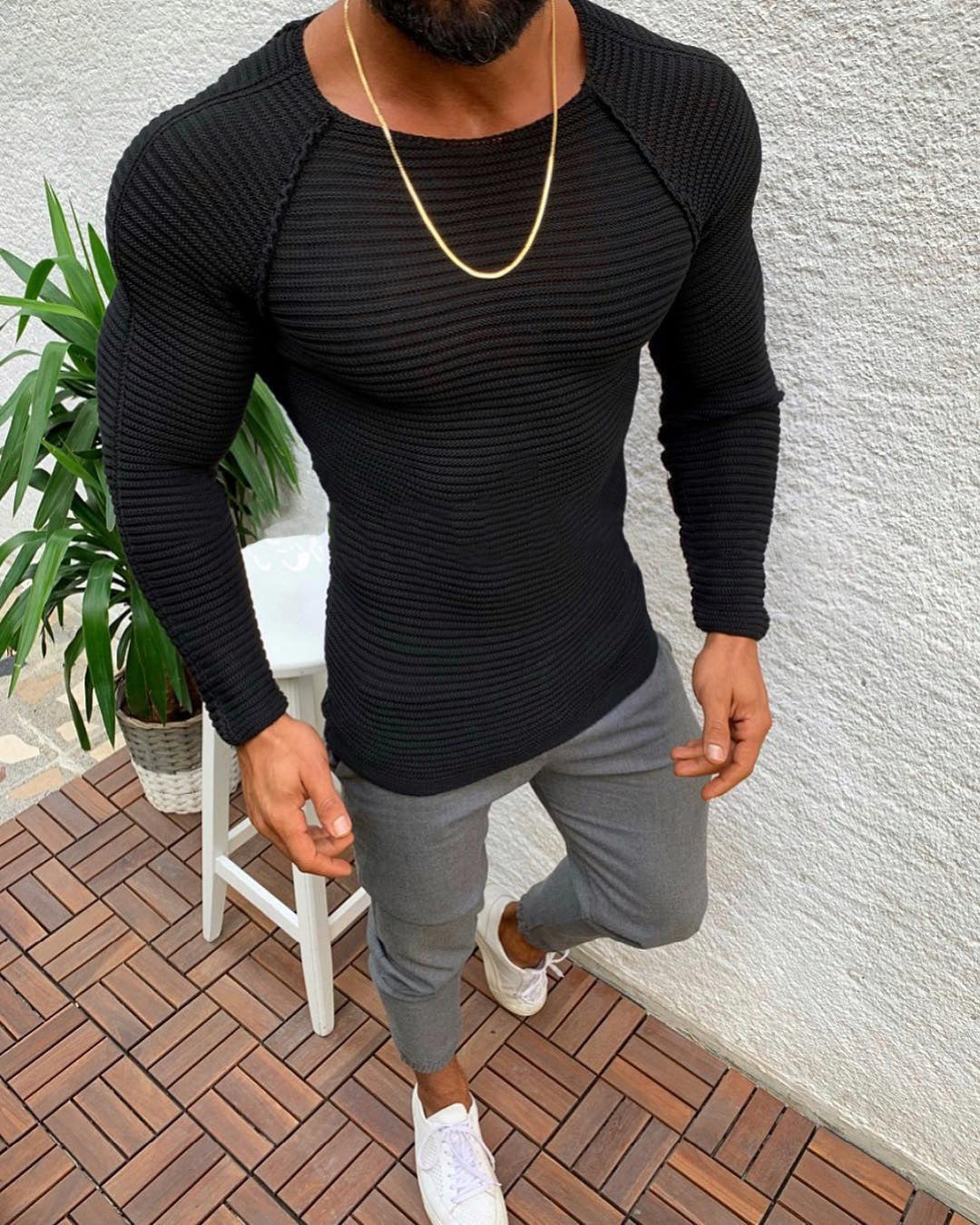 Herren stylisches gestreiftes Langarmshirt Krohn-e