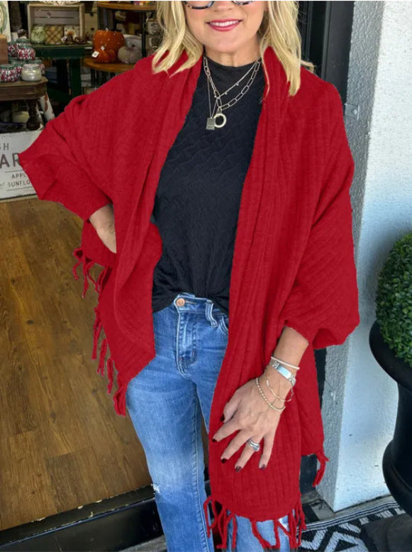 Damen vielseitiger Poncho mit Fransen Krohn-e