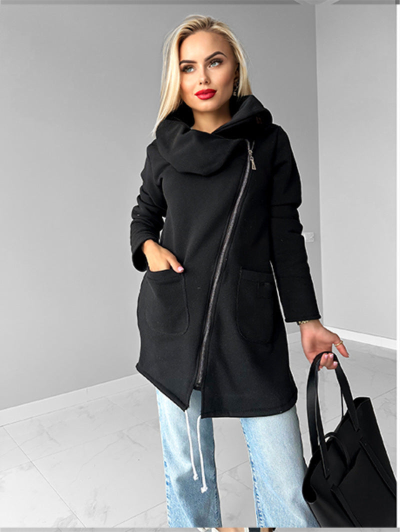 Krohn-e | Reißverschluss Revers Mid Length Fleece Sweatshirt Jacke