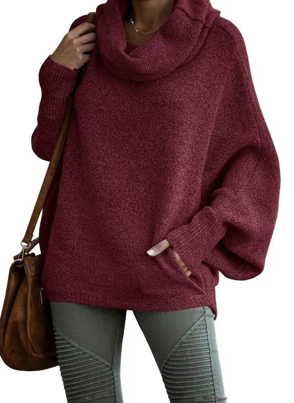 Damen lässiger Strickpullover mit weichem Stehkragen und weit geschnittenen Ärmeln Krohn-e