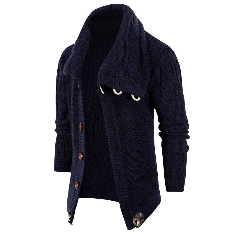 Herren Grobstrick Strickjacke mit umschlagbarem Halsausschnitt Krohn-e