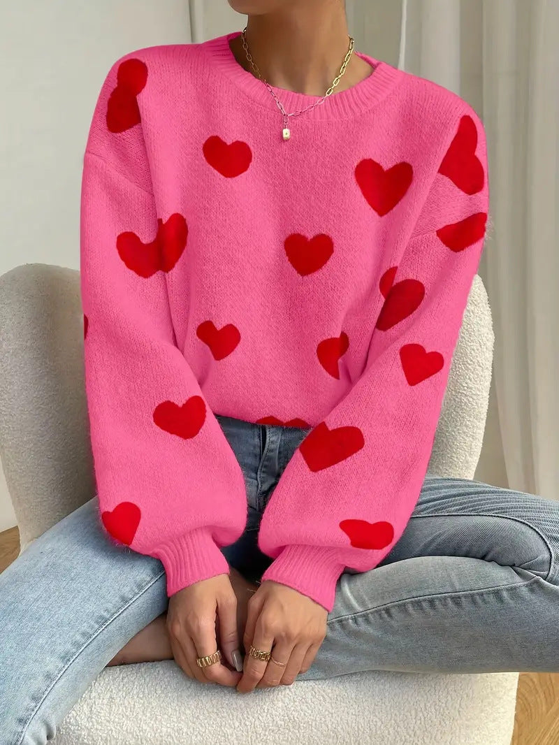 Damen Strickpullover mit auffälligem Herzdesign und lässigem Schnitt Krohn-e