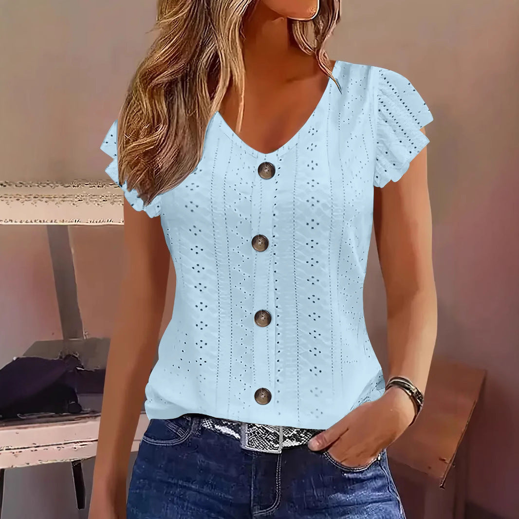Damen Bluse mit Rüschendetails und Knopfverschluss Krohn-e