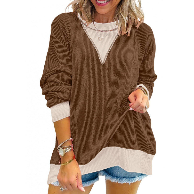 Damen lässiger Pullover aus strukturiertem Material mit V-Ausschnitt Krohn-e
