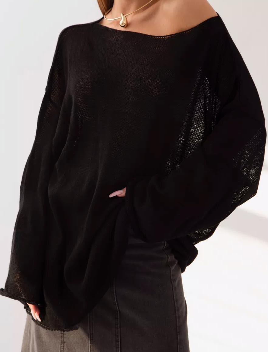 Damen luftiger Oversize-Strickpullover mit weitem Schnitt und transparentem Gewebe Krohn-e