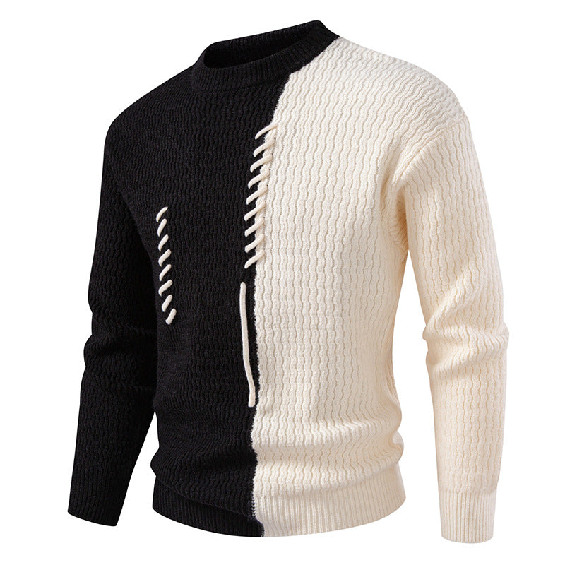Herren Grobstrickpullover mit asymmetrischem Muster und dekorativem Detail Krohn-e