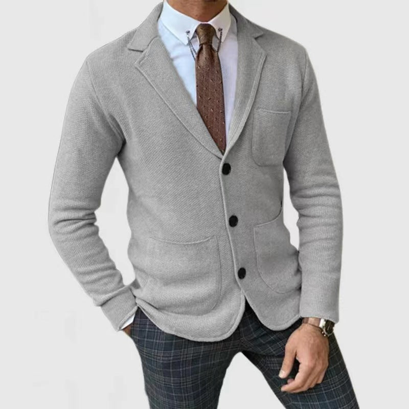 Herren Strickblazerjacke mit hohen Taschen und eleganter Knopfleiste Krohn-e