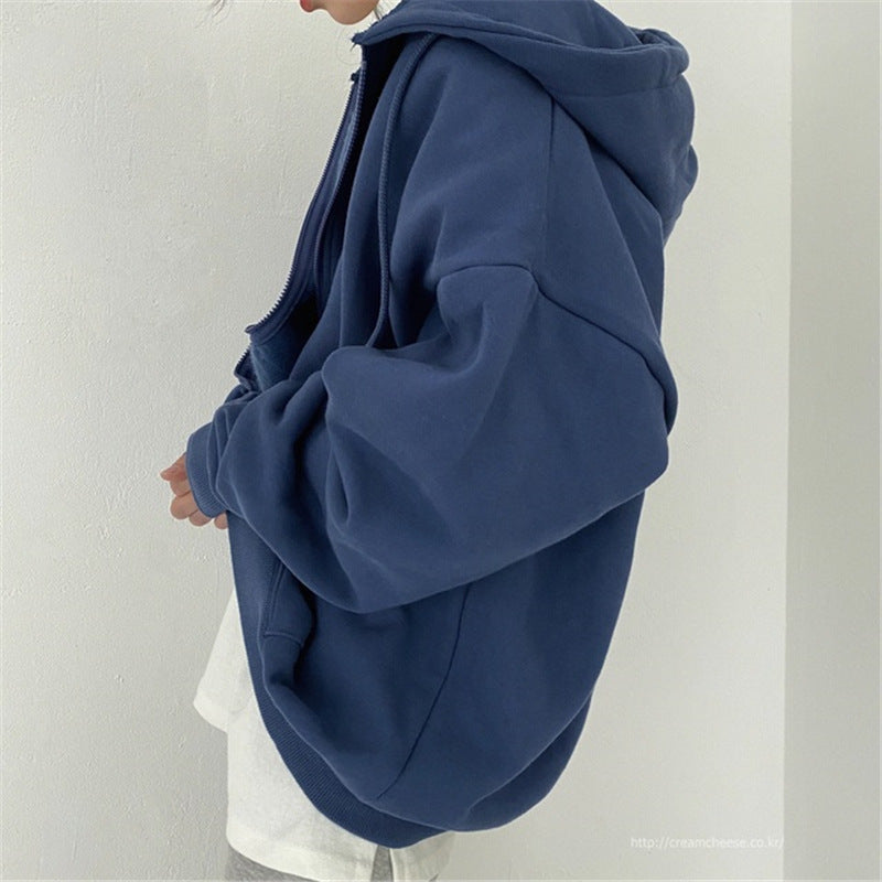 Damen oversized Kapuzenjacke aus weichem Fleece mit Kängurutasche Krohn-e