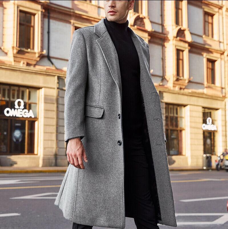Herren eleganter langer Wintermantel mit klassischem Revers Krohn-e