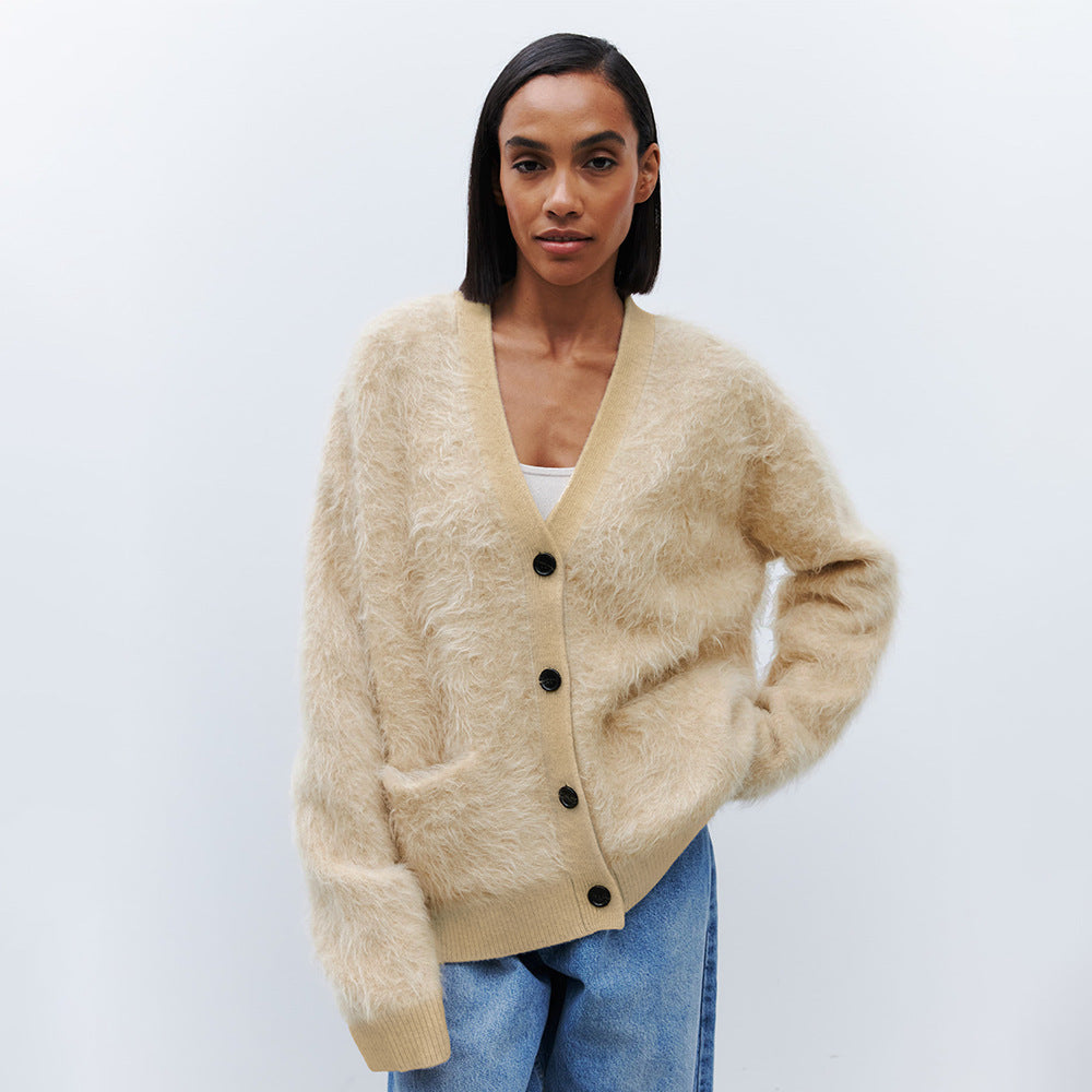 Damen Weicher Cardigan aus Mohair mit Knöpfen Krohn-e