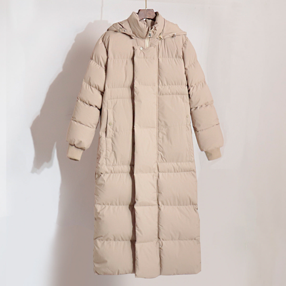 Damen Lange Steppjacke mit Kapuze und praktischem Reißverschluss Krohn-e