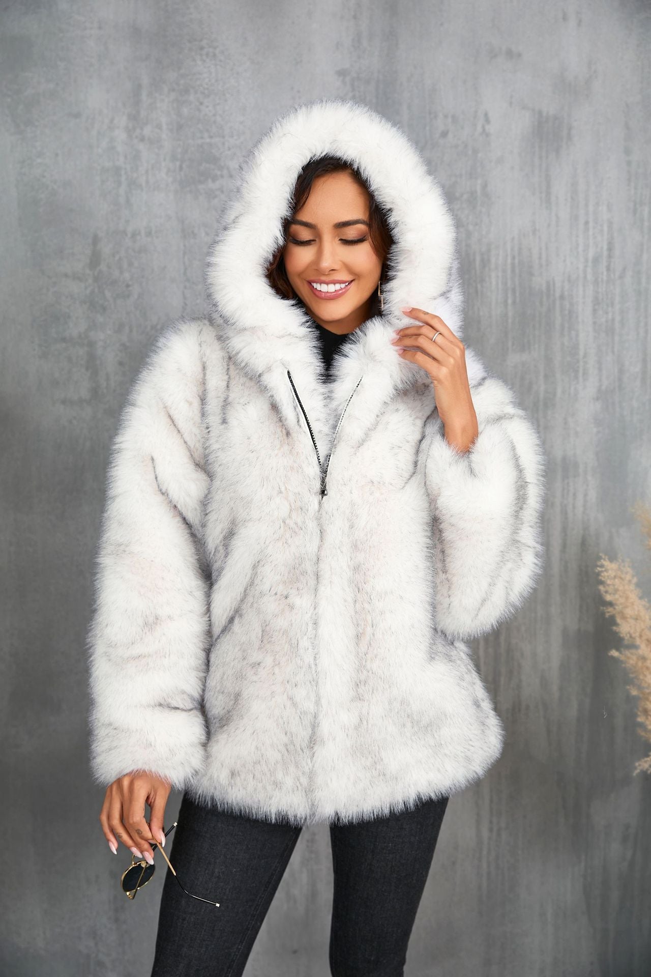 Damen kuschelige Kapuzenjacke Krohn-e