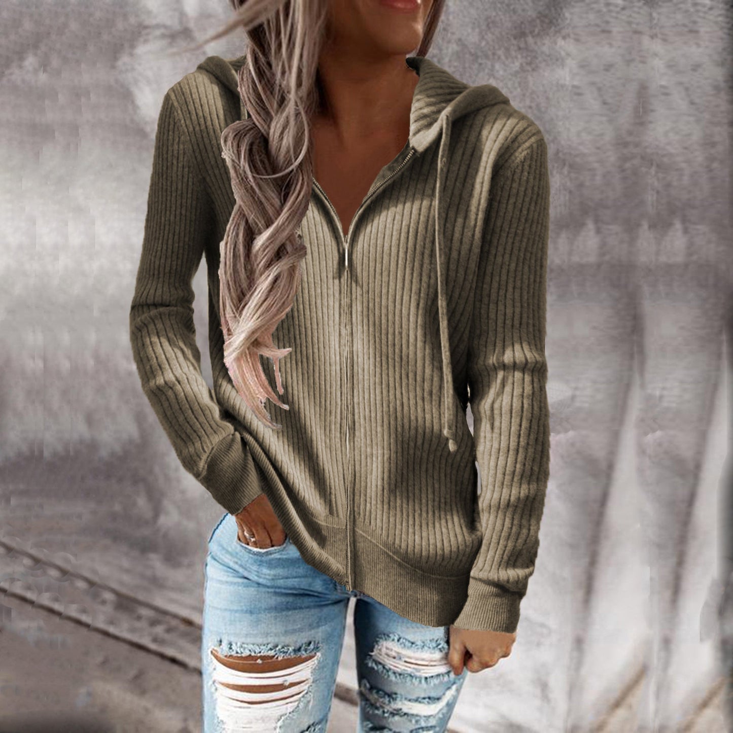 Damen Kapuzenjacke aus strukturiertem Material mit praktischen Taschen Krohn-e